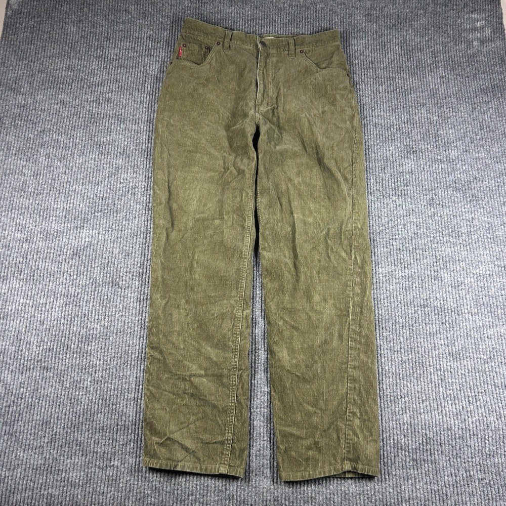 Bugle Boy Jeans 750 Mens 32x30 Green Corduroy Pants Straight Leg Vintage Cotton